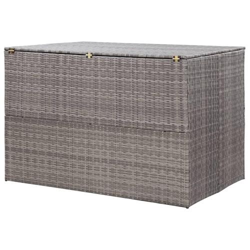 Opbevaringskasse til haven 150x100x100 cm polyrattan grå