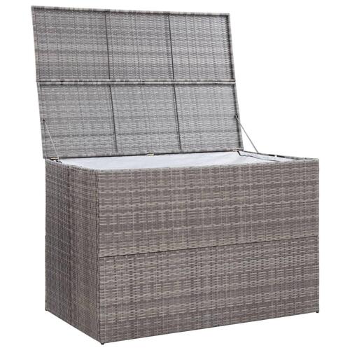 Opbevaringskasse til haven 150x100x100 cm polyrattan grå