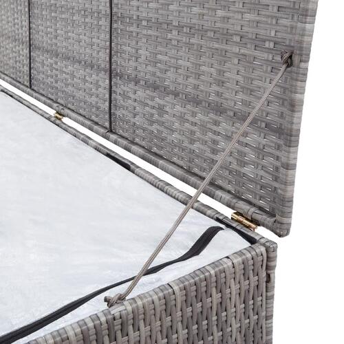 Opbevaringskasse til haven 150x100x100 cm polyrattan grå