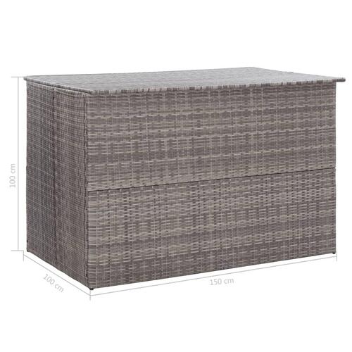 Opbevaringskasse til haven 150x100x100 cm polyrattan grå