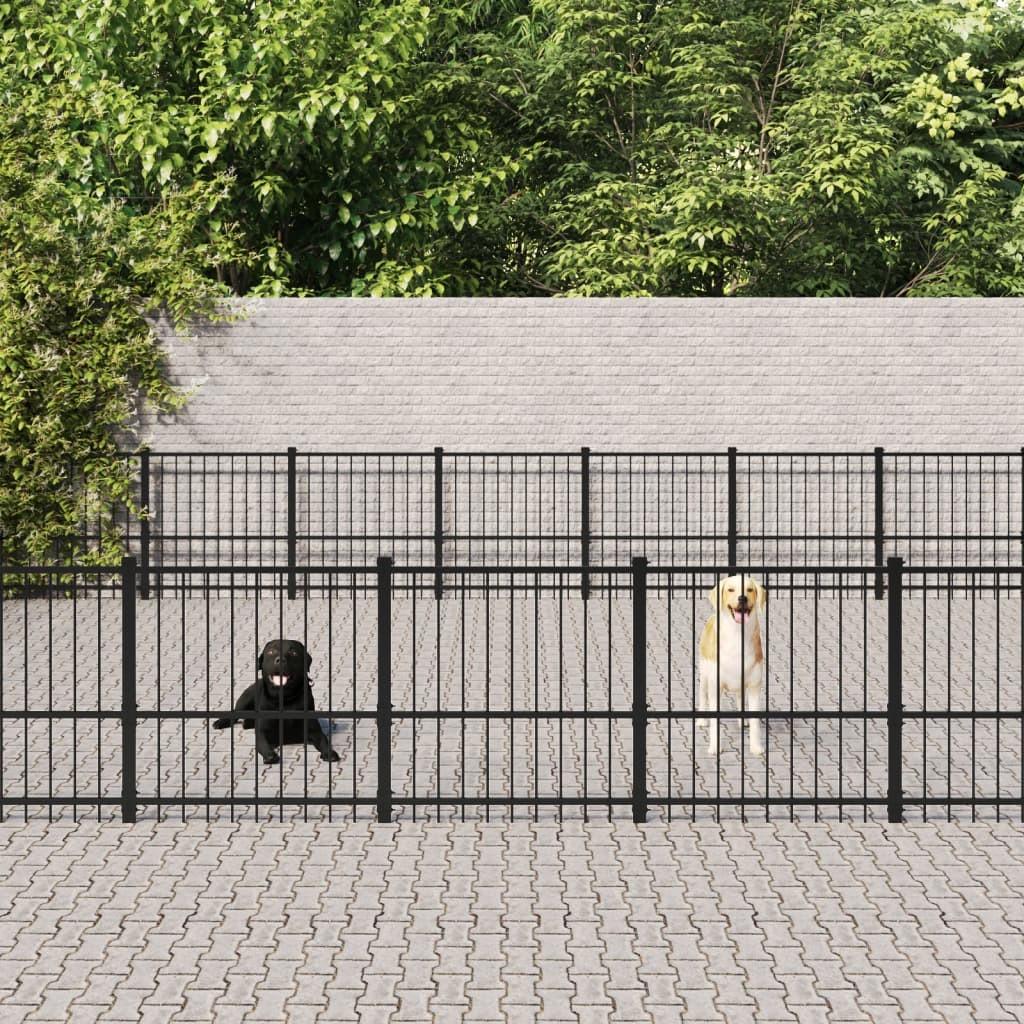 Udendørs hundebur 46,1 m² stål