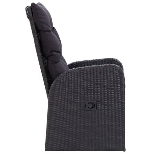 Havelænestole 2 stk. med hynder polyrattan sort