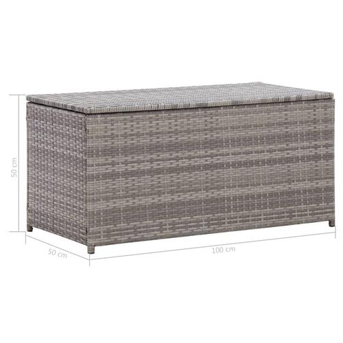 Opbevaringskasse til haven 100x50x50 cm polyrattan grå
