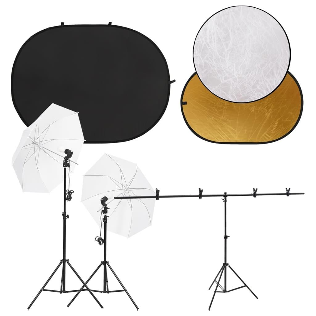 Fotostudiesæt med fotolampesæt + fotobaggrund og reflektor