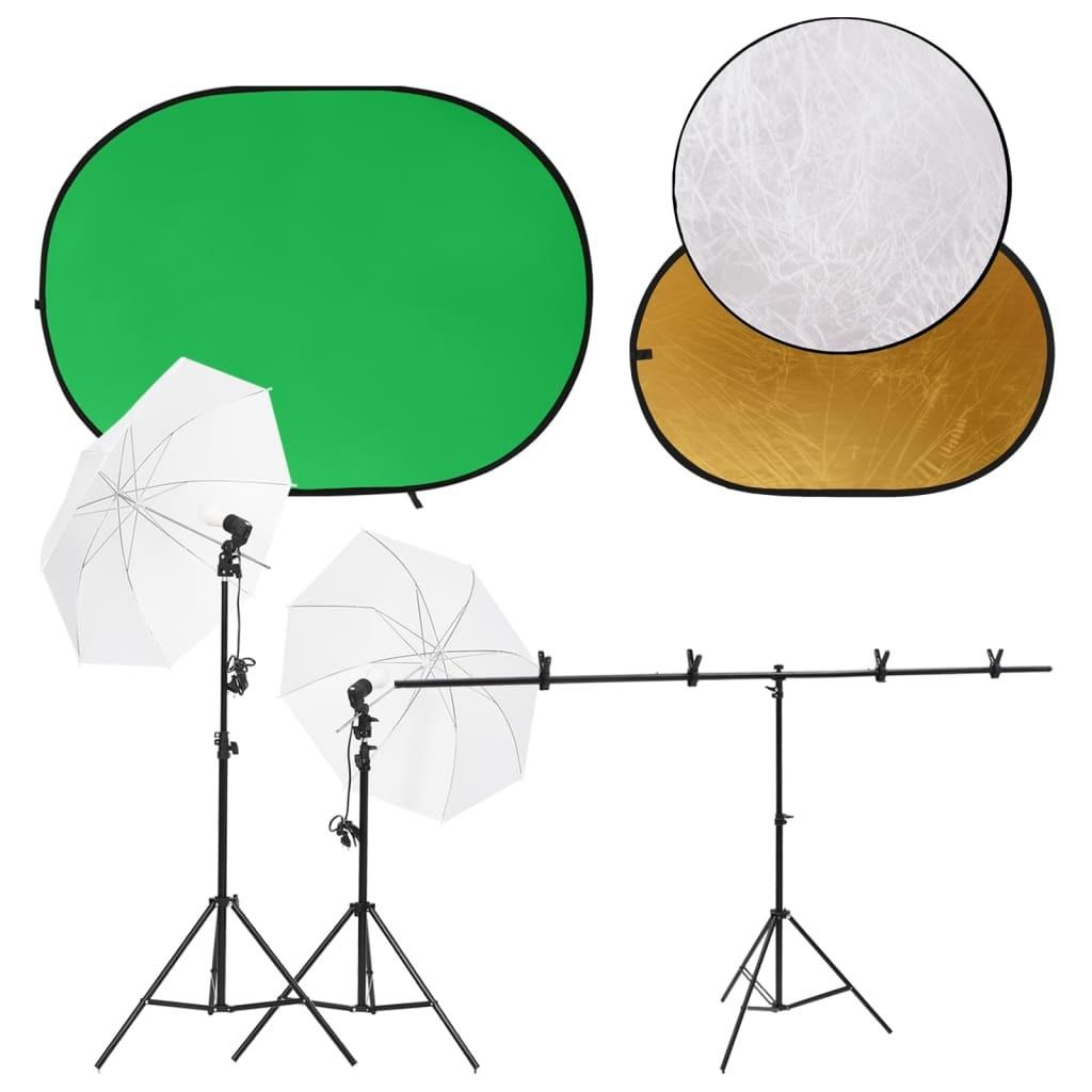Fotostudiesæt med fotolampesæt + fotobaggrund og reflektor