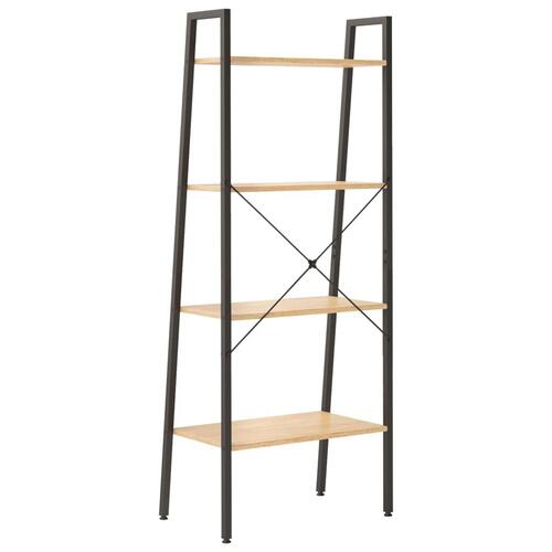 Stigereol med 4 hylder 56x35x140 cm lysebrun og sort
