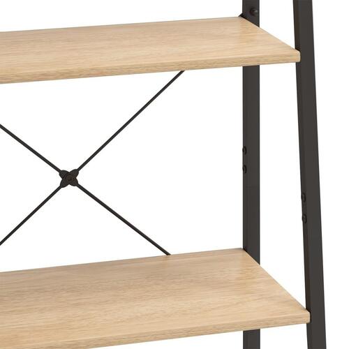 Stigereol med 4 hylder 56x35x140 cm lysebrun og sort