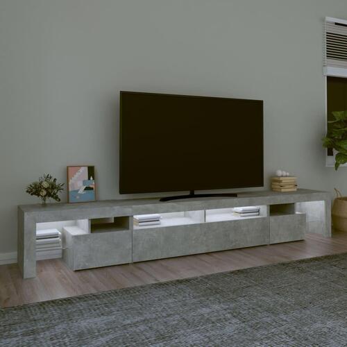 Tv-bord med LED-lys 260x36,5x40 cm betongrå