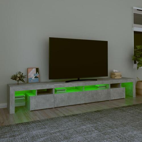 Tv-bord med LED-lys 260x36,5x40 cm betongrå
