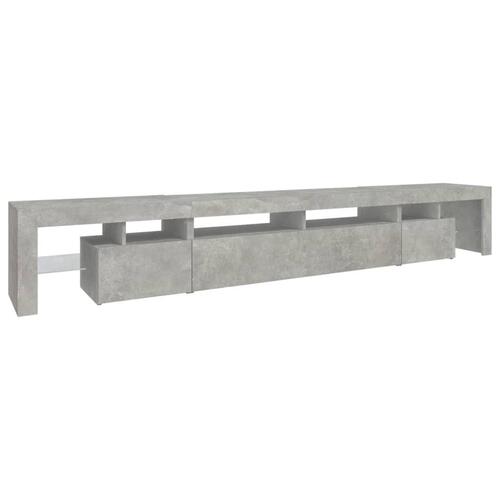 Tv-bord med LED-lys 260x36,5x40 cm betongrå