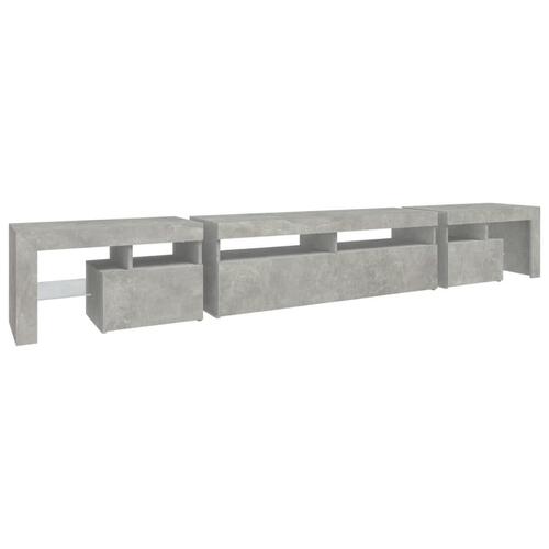 Tv-bord med LED-lys 260x36,5x40 cm betongrå