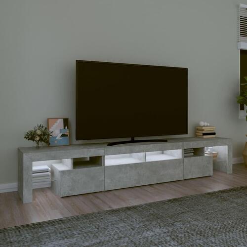 Sengebord med LED-lys 230x36,5x40 cm betongrå
