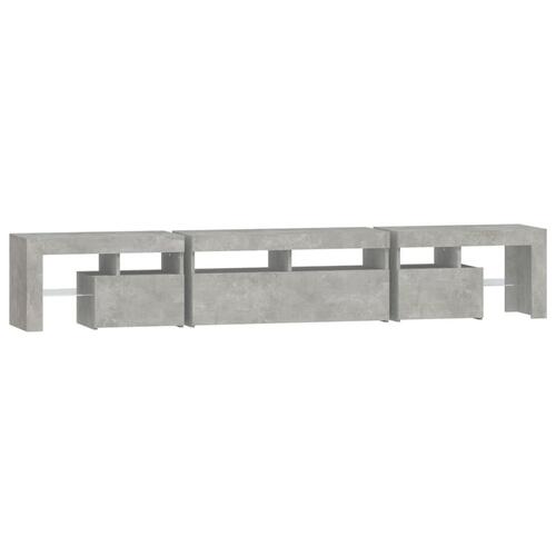 Sengebord med LED-lys 230x36,5x40 cm betongrå