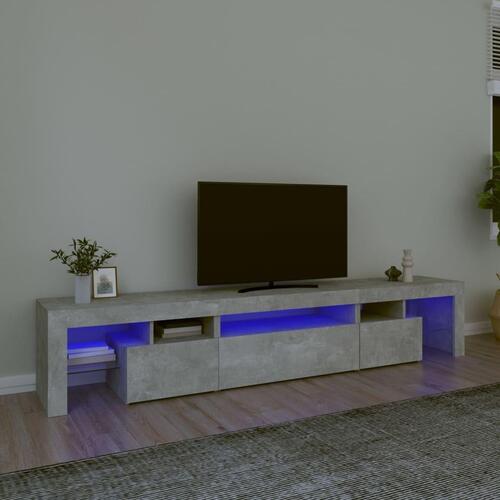Sengebord med LED-lys 215x36,5x40 cm betongrå