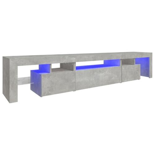 Sengebord med LED-lys 215x36,5x40 cm betongrå