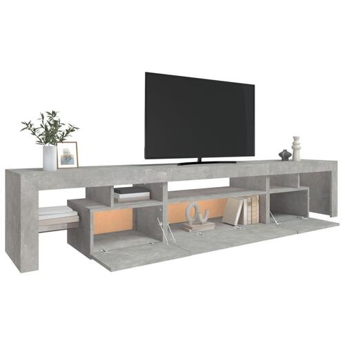 Sengebord med LED-lys 215x36,5x40 cm betongrå