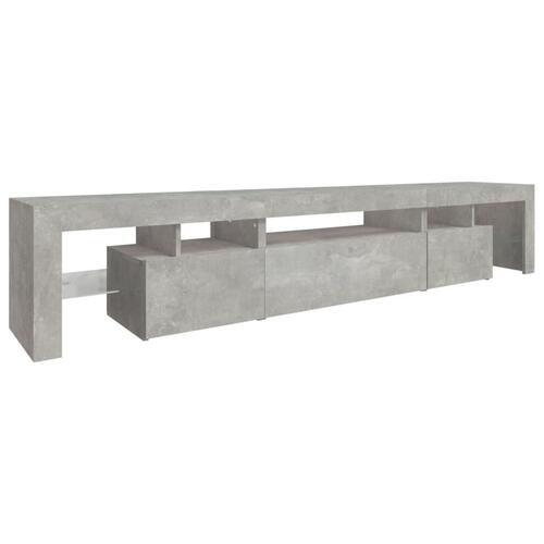 Sengebord med LED-lys 215x36,5x40 cm betongrå
