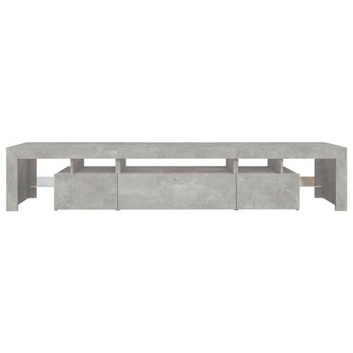 Sengebord med LED-lys 215x36,5x40 cm betongrå