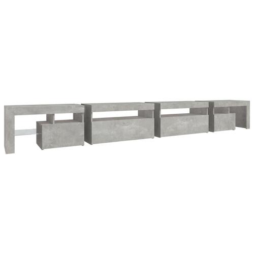 Tv-bord med LED-lys 290x36,5x40 cm betongrå