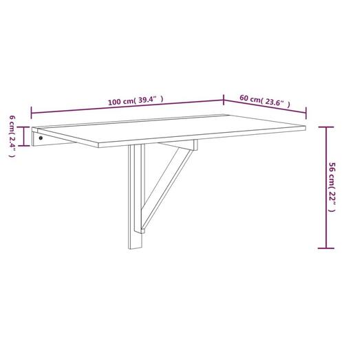 Væghængt klapbord 100x60x56 cm konstrueret træ betongrå