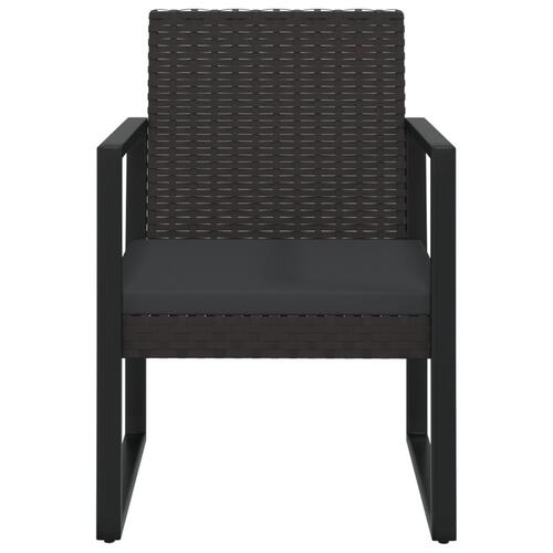 Loungesæt til haven 3 dele med hynder polyrattan sort