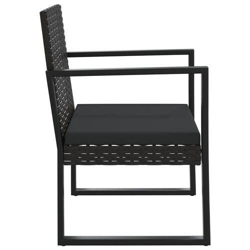 Loungesæt til haven 3 dele med hynder polyrattan sort