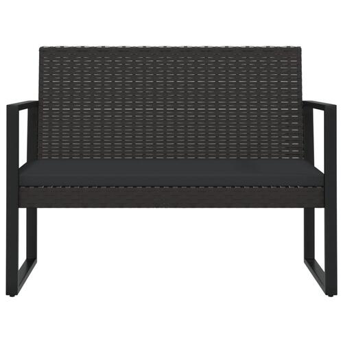 Loungesæt til haven 4 dele med hynder polyrattan sort