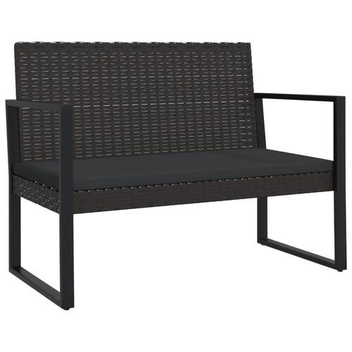 Loungesæt til haven 4 dele med hynder polyrattan sort