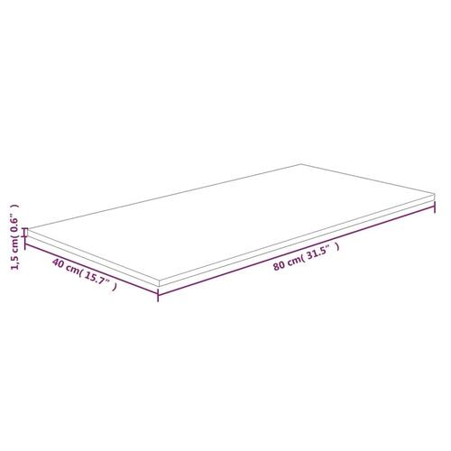 Bordplade til badeværelse 80x40x1,5 cm massivt træ lysebrun