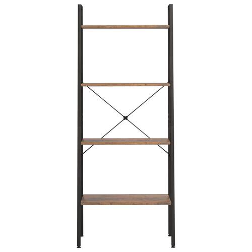 Stigereol med 4 hylder 56x35x140 cm mørkebrun og sort