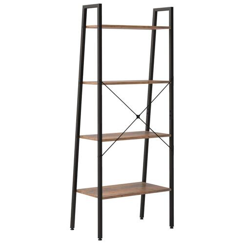 Stigereol med 4 hylder 56x35x140 cm mørkebrun og sort