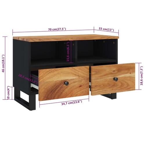 Tv-bord 70x33x46 cm massivt akacietræ