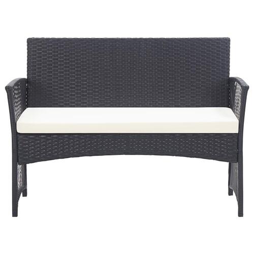 Haveloungesæt 4 dele med hynde polyrattan sort