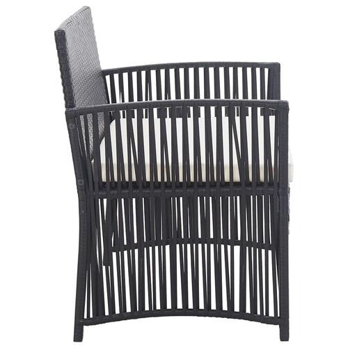 Haveloungesæt 4 dele med hynde polyrattan sort