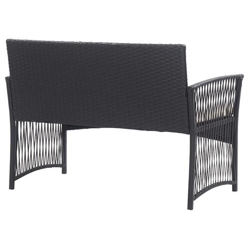 Haveloungesæt 4 dele med hynde polyrattan sort