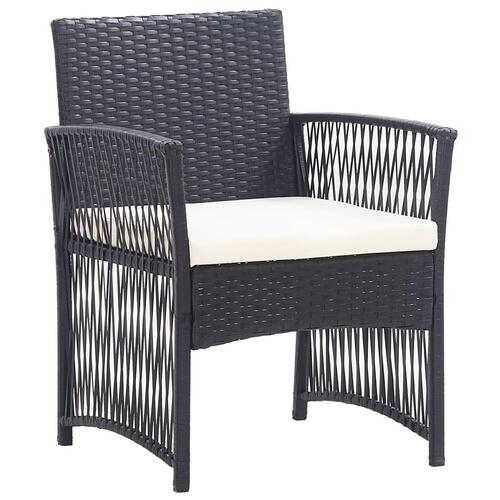 Haveloungesæt 4 dele med hynde polyrattan sort
