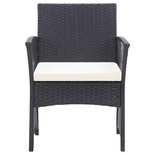 Haveloungesæt 4 dele med hynde polyrattan sort