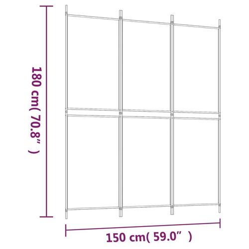 3-panels rumdeler 150x180 cm stof hvid
