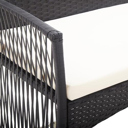 Haveloungesæt 4 dele med hynde polyrattan sort