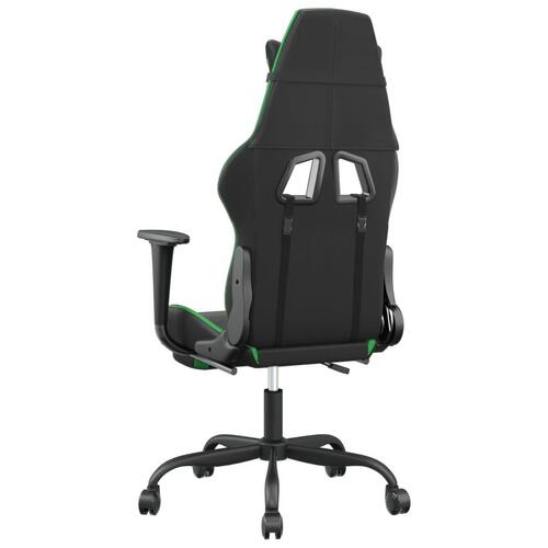 Gamingstol m. massagefunktion og fodstøtte kunstlæder sort grøn