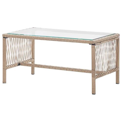 Haveloungesæt 4 dele med hynde polyrattan beige