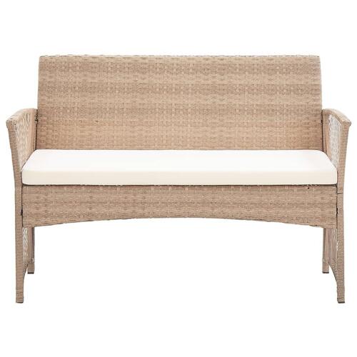 Haveloungesæt 4 dele med hynde polyrattan beige