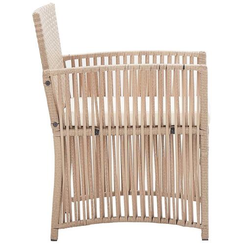 Haveloungesæt 4 dele med hynde polyrattan beige