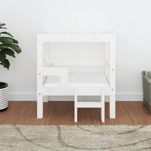 Hundeseng 55,x53,5x60 cm massivt fyrretræ hvid