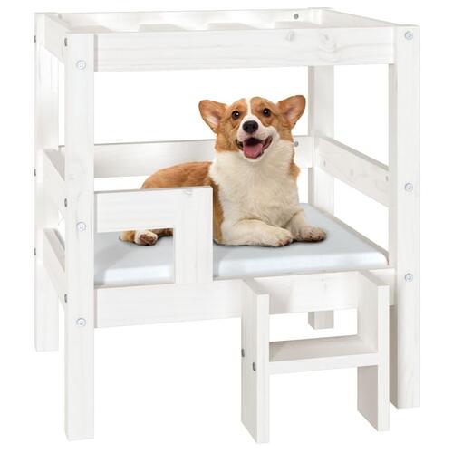 Hundeseng 55,x53,5x60 cm massivt fyrretræ hvid