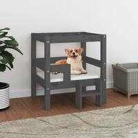 Hundeseng 55,5x53,5x60 cm massivt fyrretræ grå