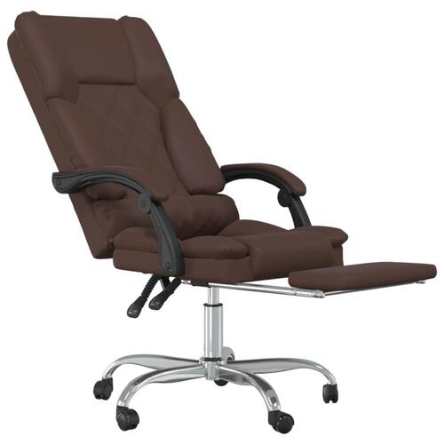 Kontorstol med massagefunktion kunstlæder brun