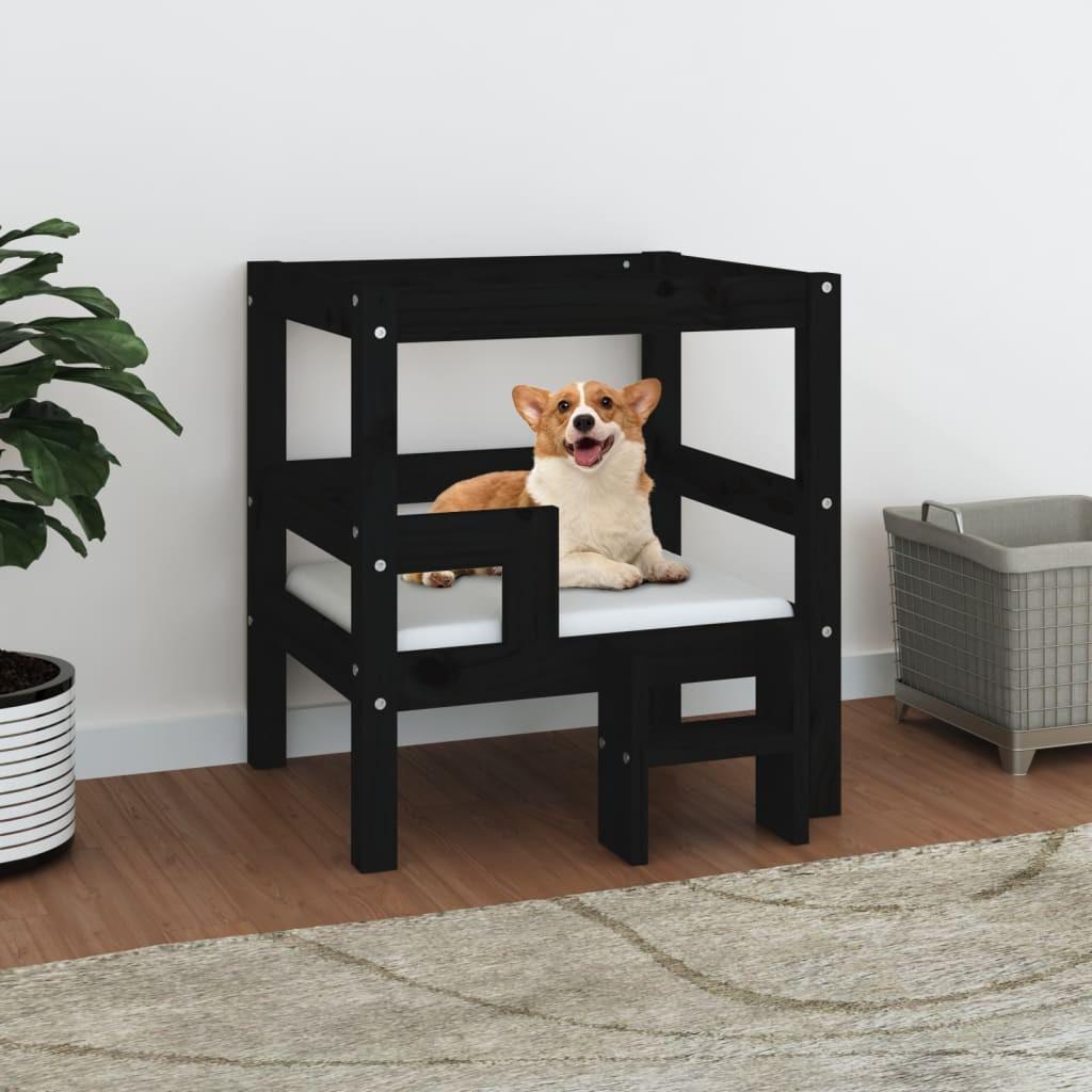 Hundeseng 55,x53,5x60 cm massivt fyrretræ sort