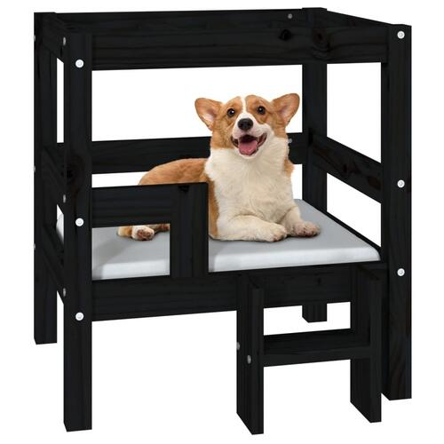 Hundeseng 55,x53,5x60 cm massivt fyrretræ sort