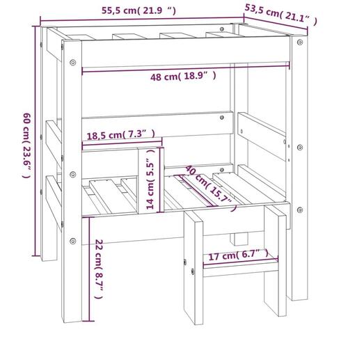 Hundeseng 55,x53,5x60 cm massivt fyrretræ sort